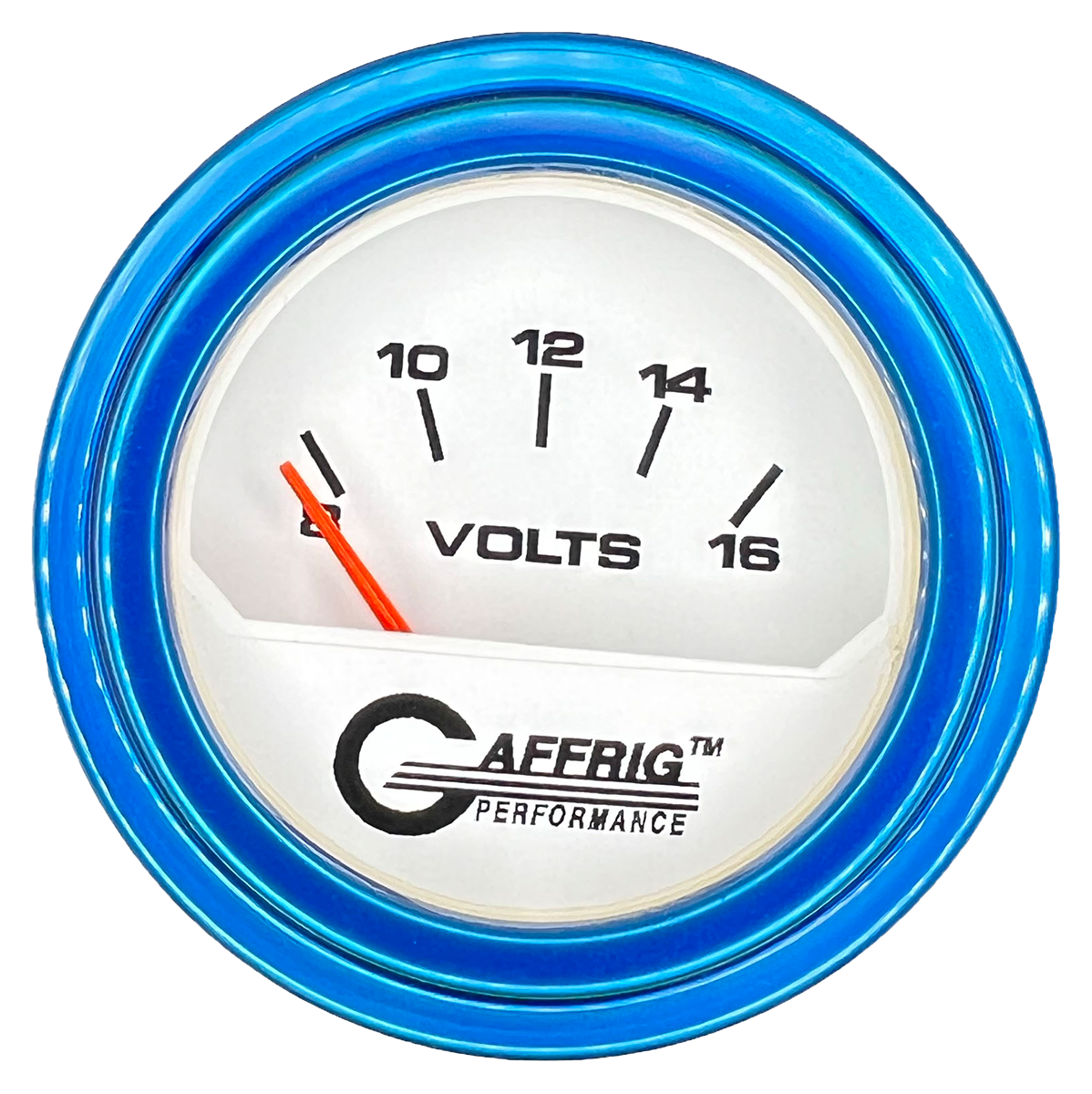 #195532 2 INCH ELECTRIC VOLTMETER 8-16 VOLT White Blue / Step