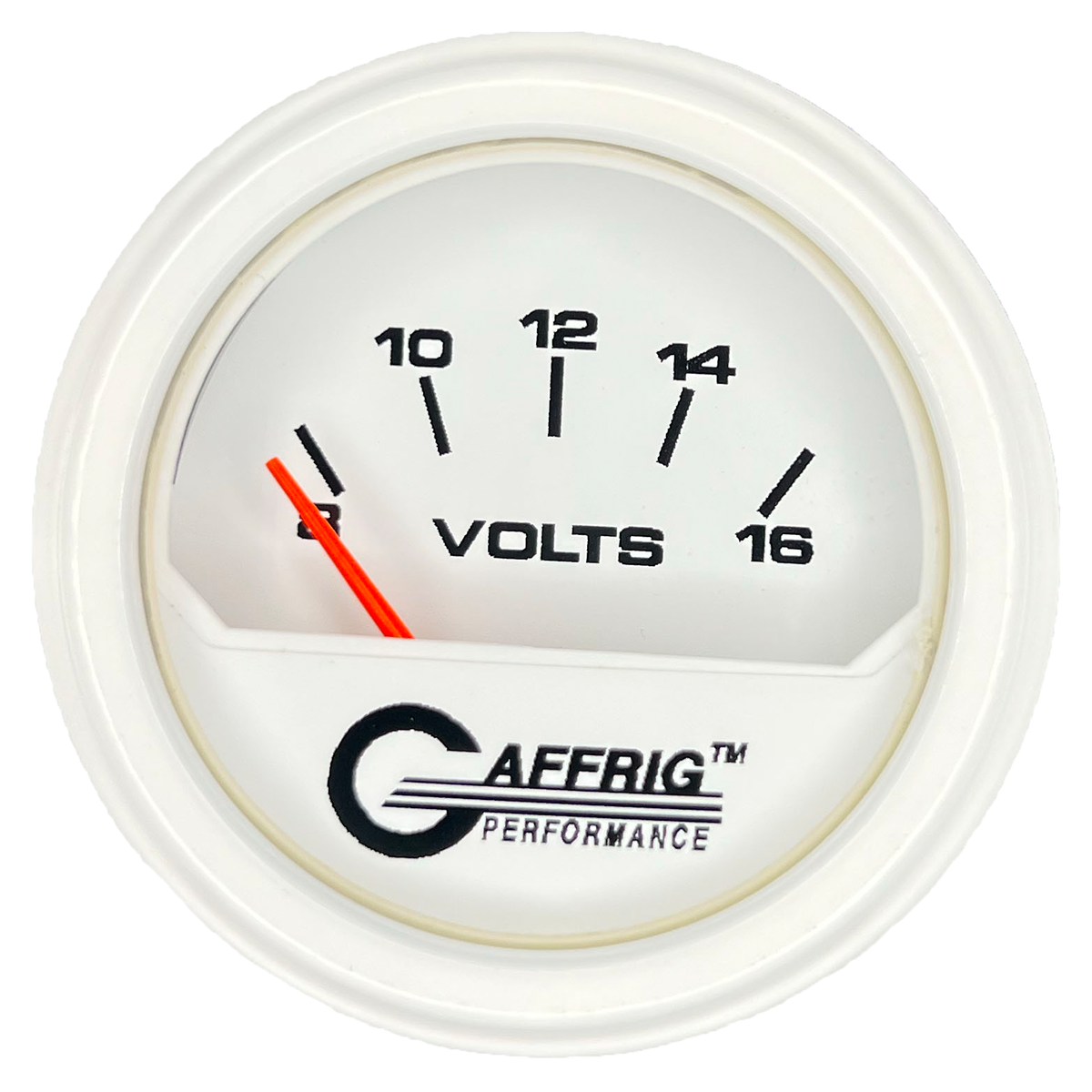 #195532 2 INCH ELECTRIC VOLTMETER 8-16 VOLT White White / Step