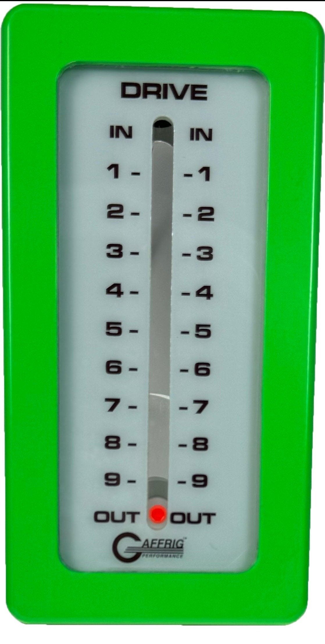 GAFFRIG PART #200 MECHANICAL INDICATOR, 1 DRIVE, MERCURY-CARD - WHITE DIAL LIME GREEN