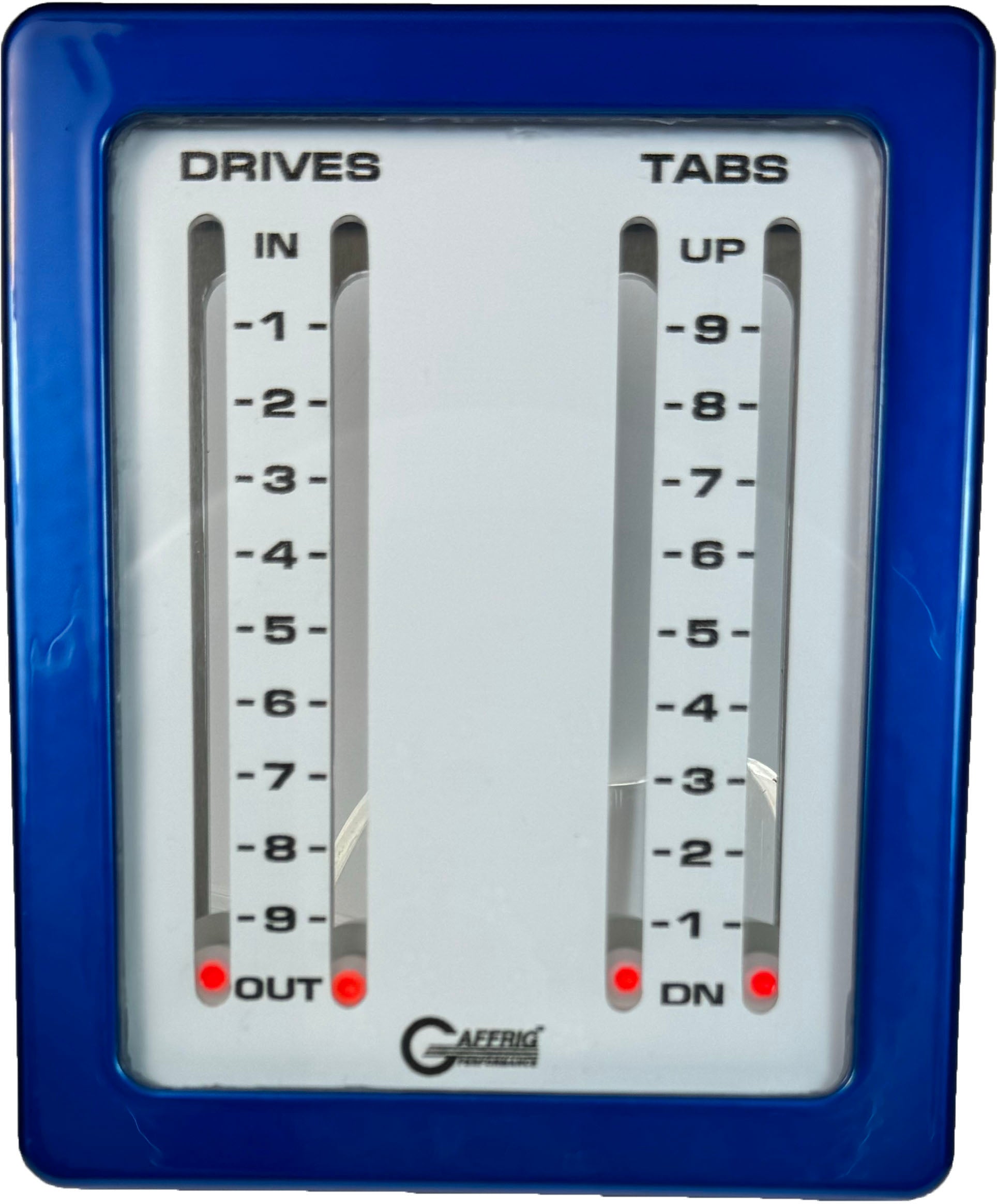 GAFFRIG PART #205 MECHANICAL INDICATOR, 2 DRIVES/2 TABS, MERCURY- CARD - WHITE DIAL BLUE