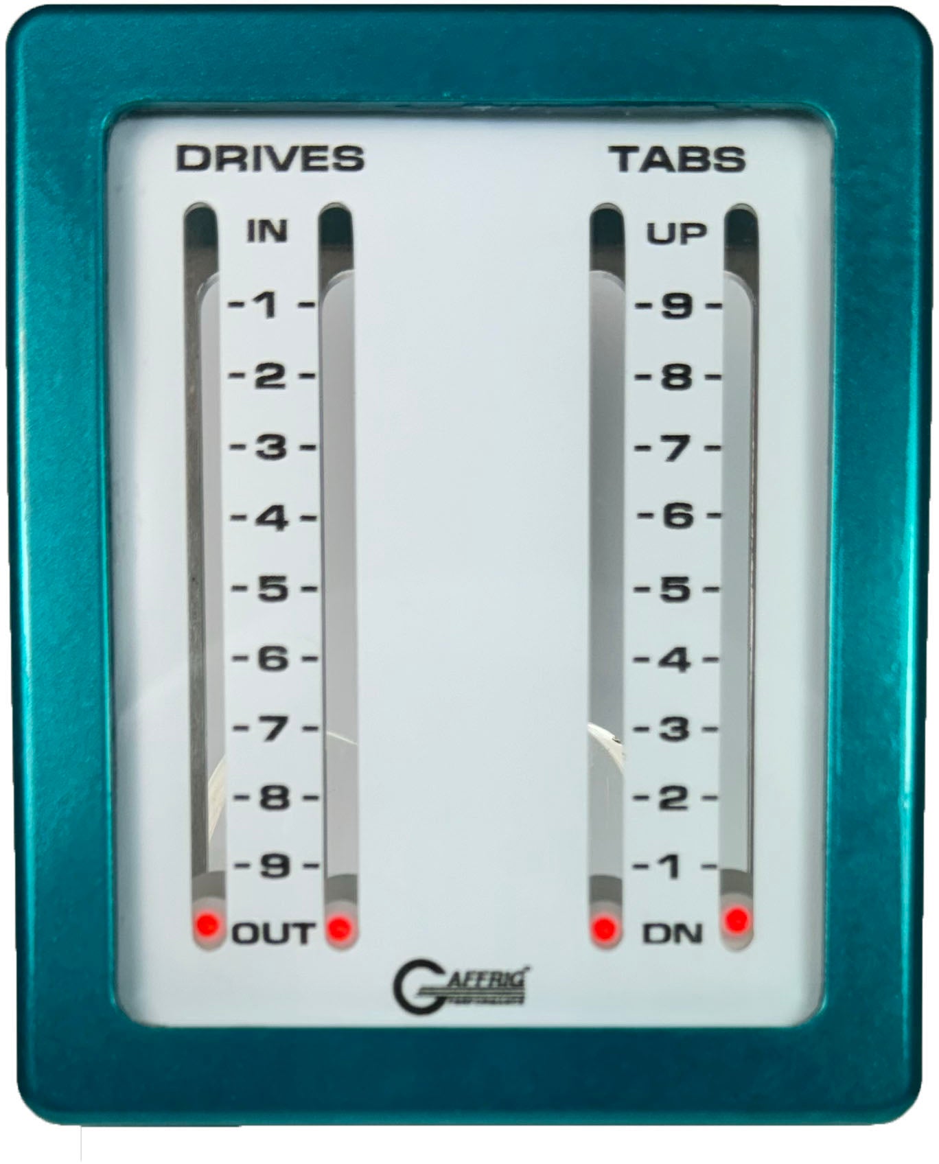 GAFFRIG PART #205 MECHANICAL INDICATOR, 2 DRIVES/2 TABS, MERCURY- CARD - WHITE DIAL TEAL
