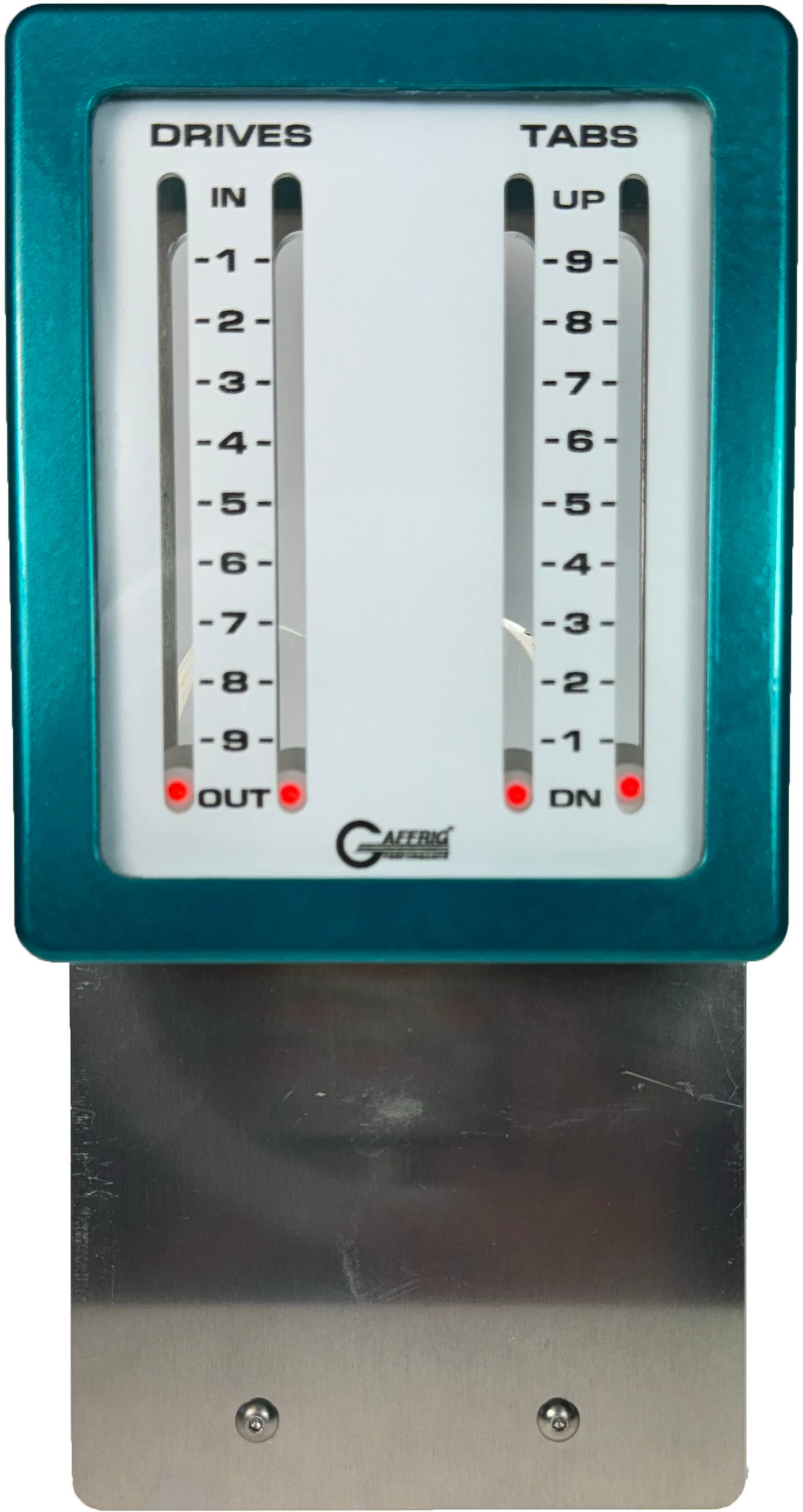 GAFFRIG PART #205 MECHANICAL INDICATOR, 2 DRIVES/2 TABS, MERCURY- CARD - WHITE DIAL TEAL
