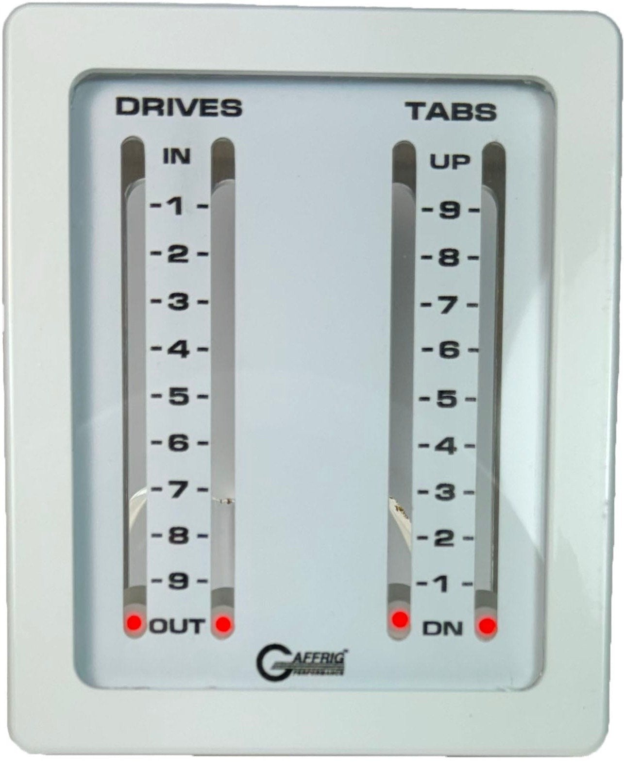 GAFFRIG PART #205 MECHANICAL INDICATOR, 2 DRIVES/2 TABS, MERCURY- CARD - WHITE DIAL WHITE