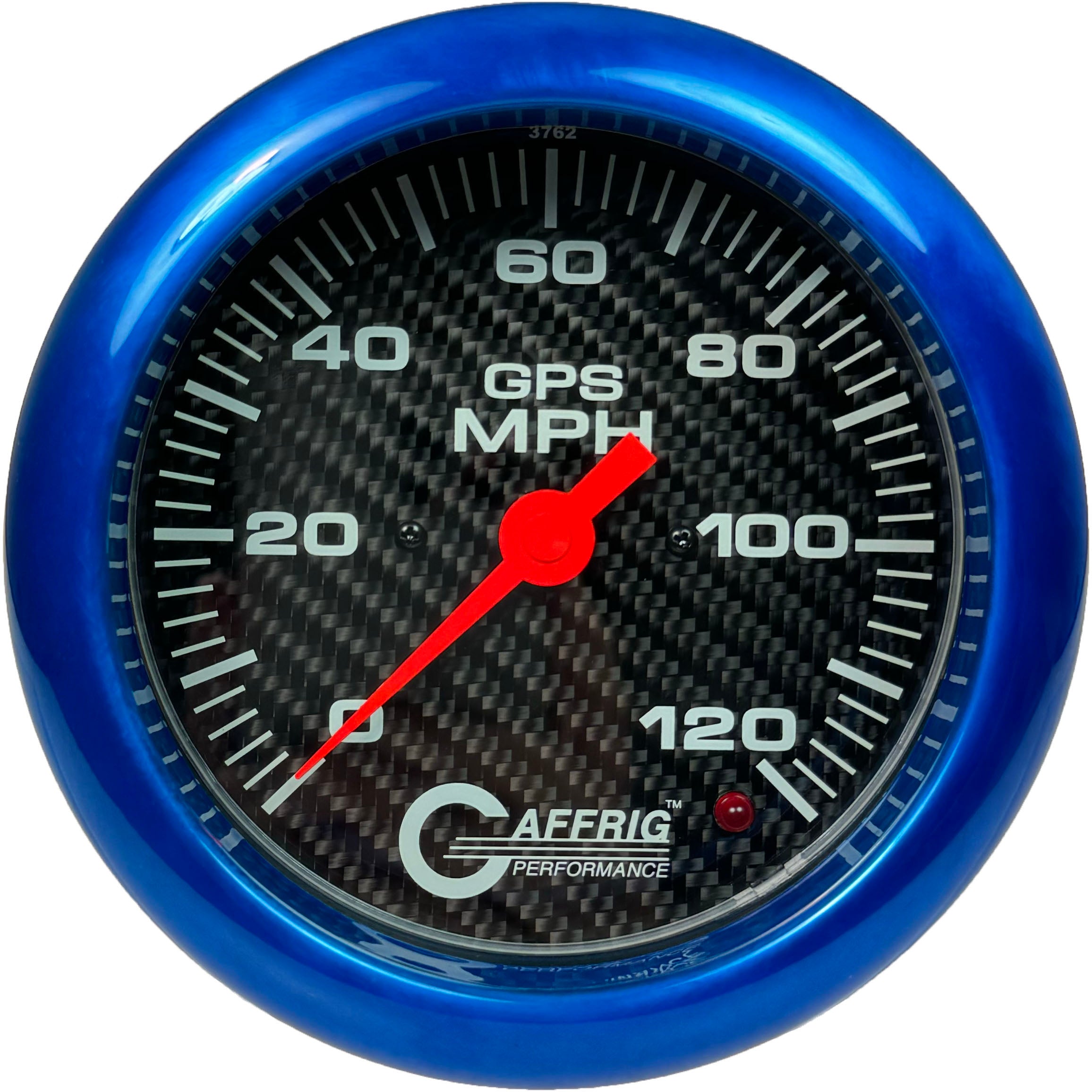 GAFFRIG PART #4050 4 5/8 INCH GPS ANALOG 120 MPH SPEEDOMETER GAUGE KIT CARBON FIBER BLUE