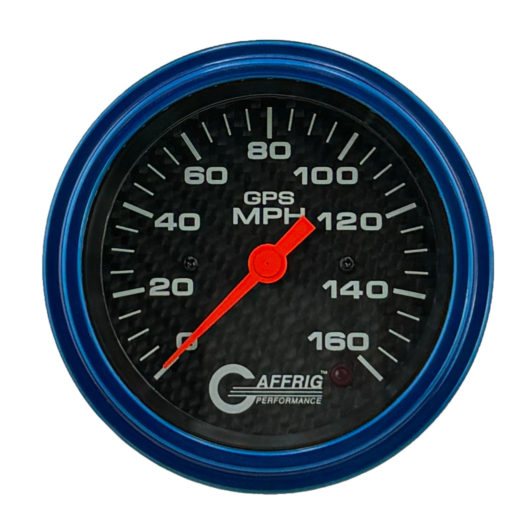 GAFFRIG PART #4057 3 3/8 INCH GPS ANALOG 160 MPH SPEEDOMETER GAUGE HEAD ONLY CARBON FIBER