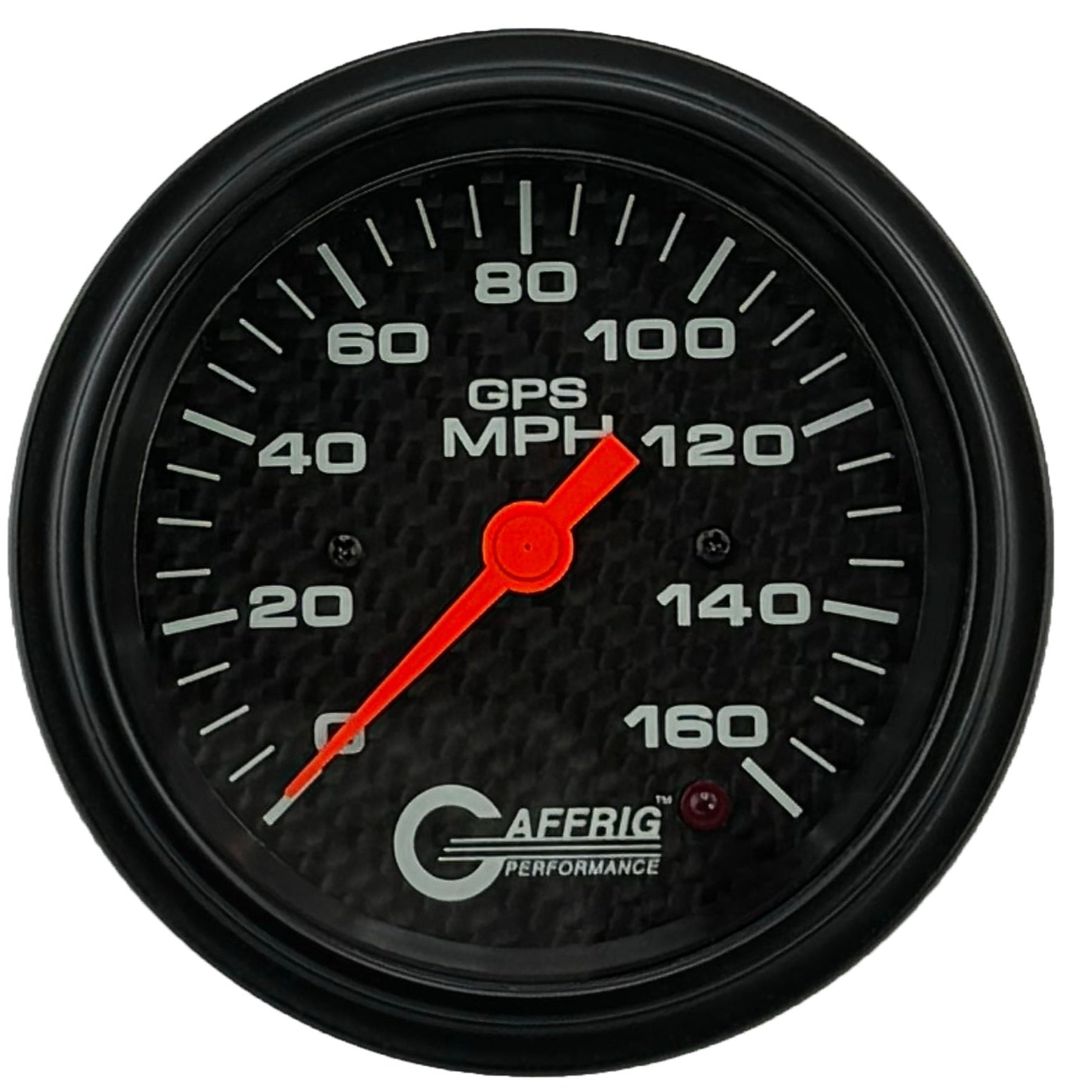 GAFFRIG PART #4057 3 3/8 INCH GPS ANALOG 160 MPH SPEEDOMETER GAUGE HEAD ONLY CARBON FIBER