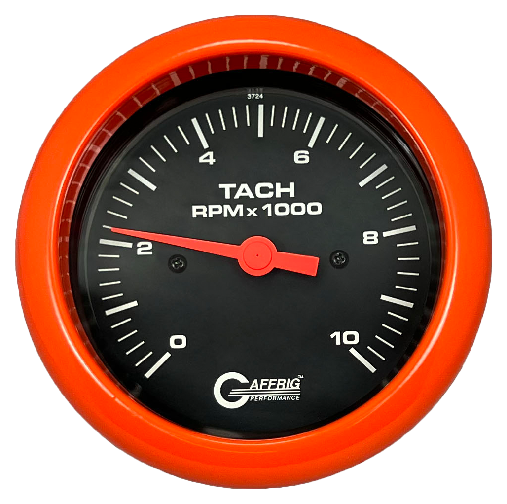 #4250 3 3/8 INCH ELECTRIC TACHOMETER 0-10000 RPM BLACK Orange / Step