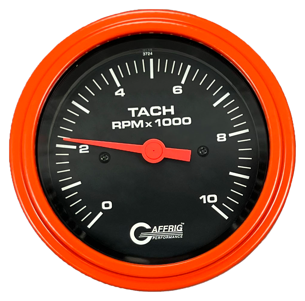 #4250 3 3/8 INCH ELECTRIC TACHOMETER 0-10000 RPM BLACK Orange / Step