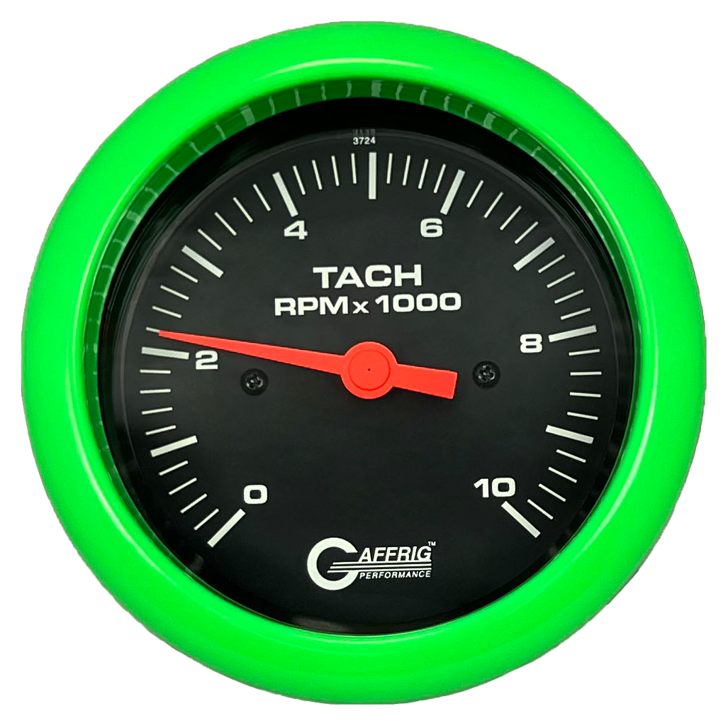 #4250 3 3/8 INCH ELECTRIC TACHOMETER 0-10000 RPM BLACK Lime Green / Step