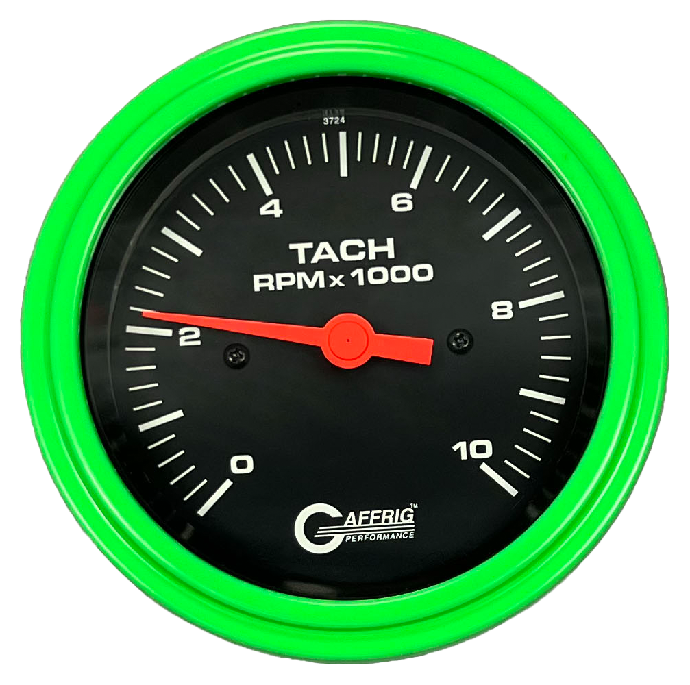 #4250 3 3/8 INCH ELECTRIC TACHOMETER 0-10000 RPM BLACK Lime Green / Step