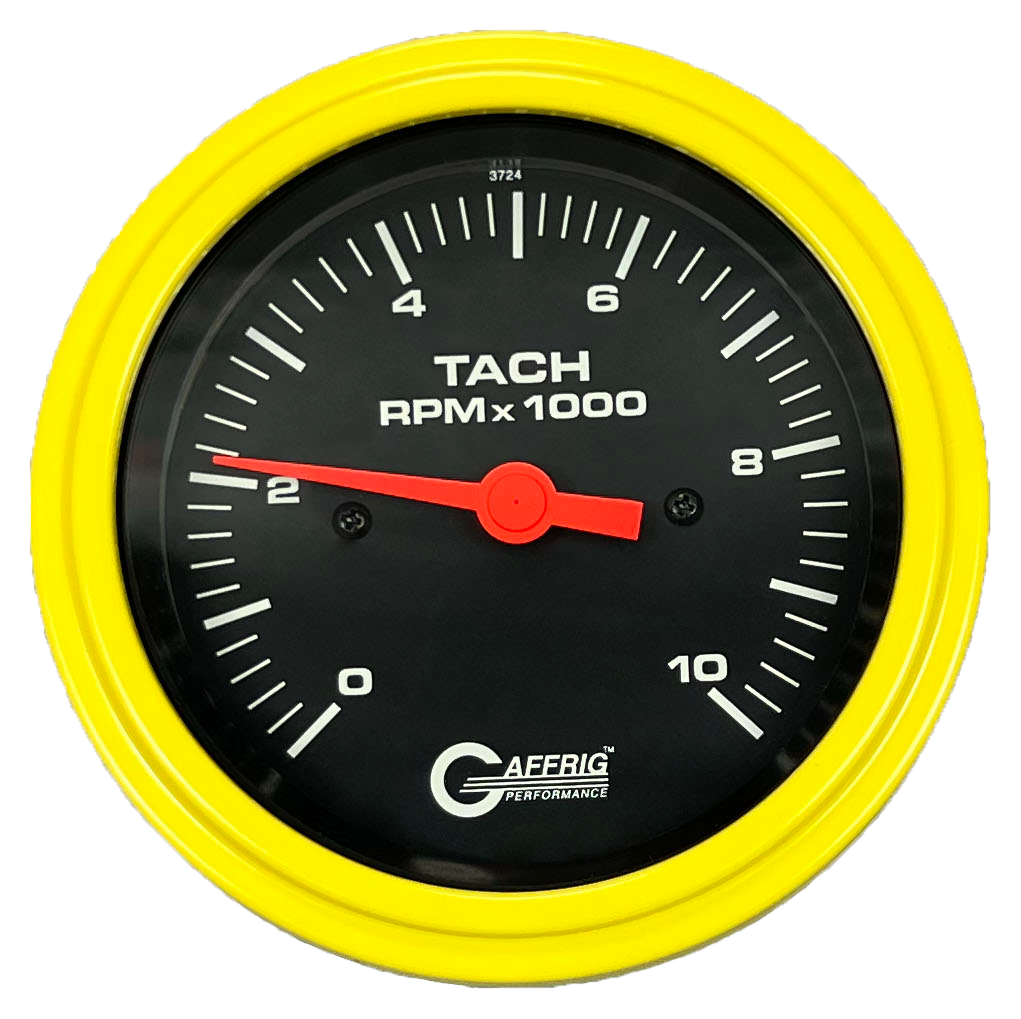 #4250 3 3/8 INCH ELECTRIC TACHOMETER 0-10000 RPM BLACK Yellow / Step