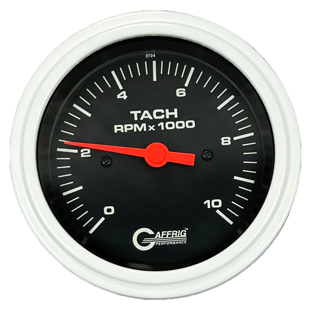 #4250 3 3/8 INCH ELECTRIC TACHOMETER 0-10000 RPM BLACK White / Fat