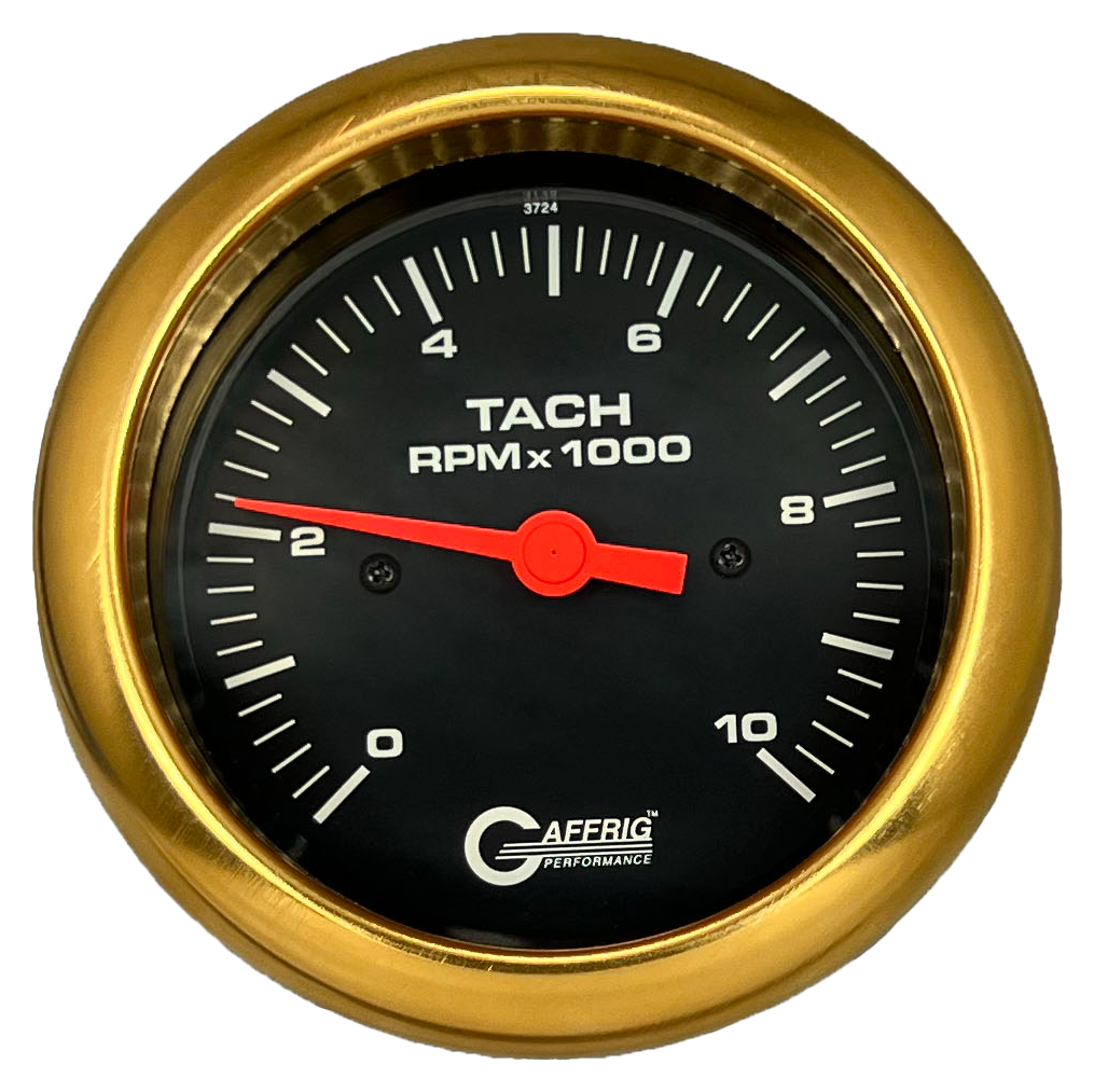 #4250 3 3/8 INCH ELECTRIC TACHOMETER 0-10000 RPM BLACK Gold / Step