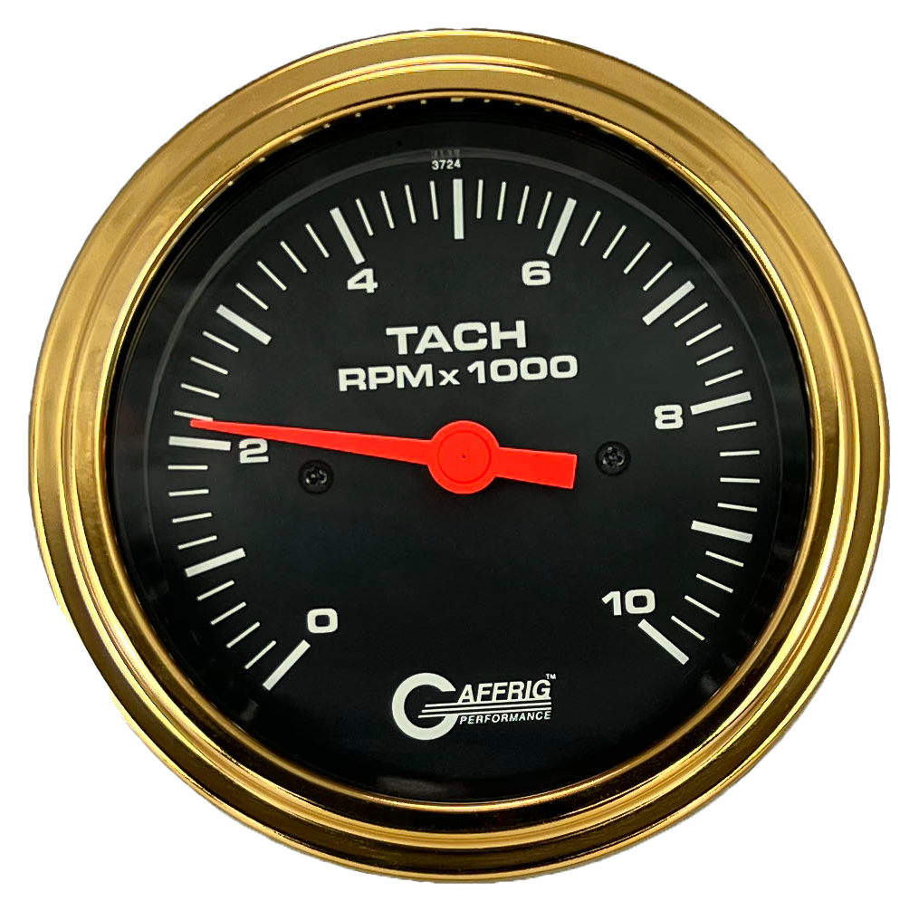 #4250 3 3/8 INCH ELECTRIC TACHOMETER 0-10000 RPM BLACK Gold / Step