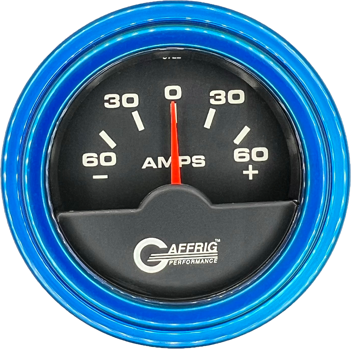 GAFFRIG PART #5000 2 INCH ELECTRIC AMMETER GAUGE -60/+60 AMP BLACK BLUE / STEP RIM