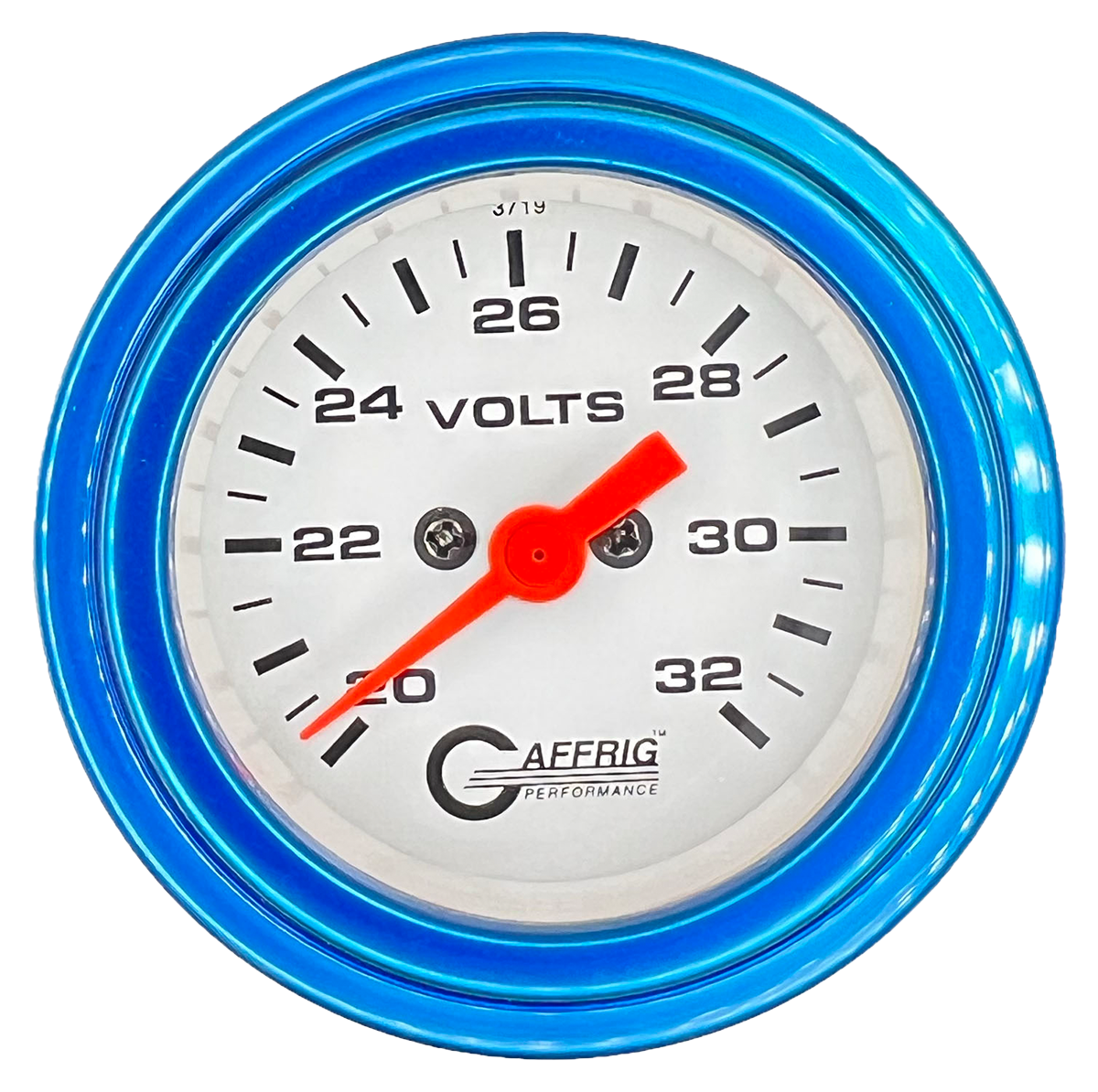 #5538 2 INCH ELECTRIC VOLTMETER 16-32 VOLT  WHITE Blue / Step