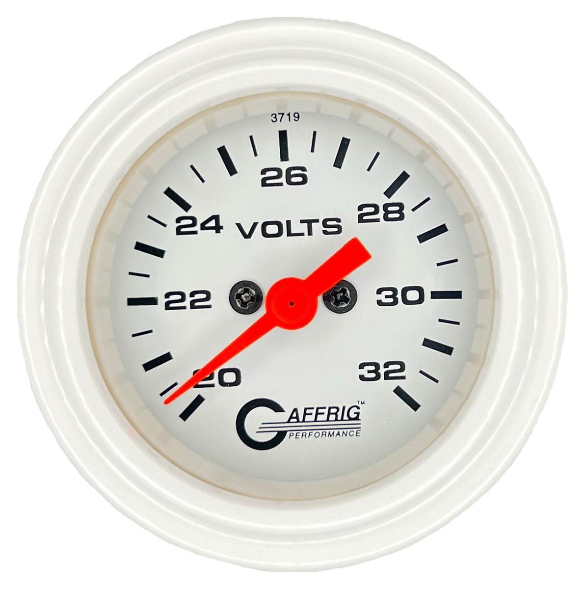 #5538 2 INCH ELECTRIC VOLTMETER 16-32 VOLT  WHITE White / Step