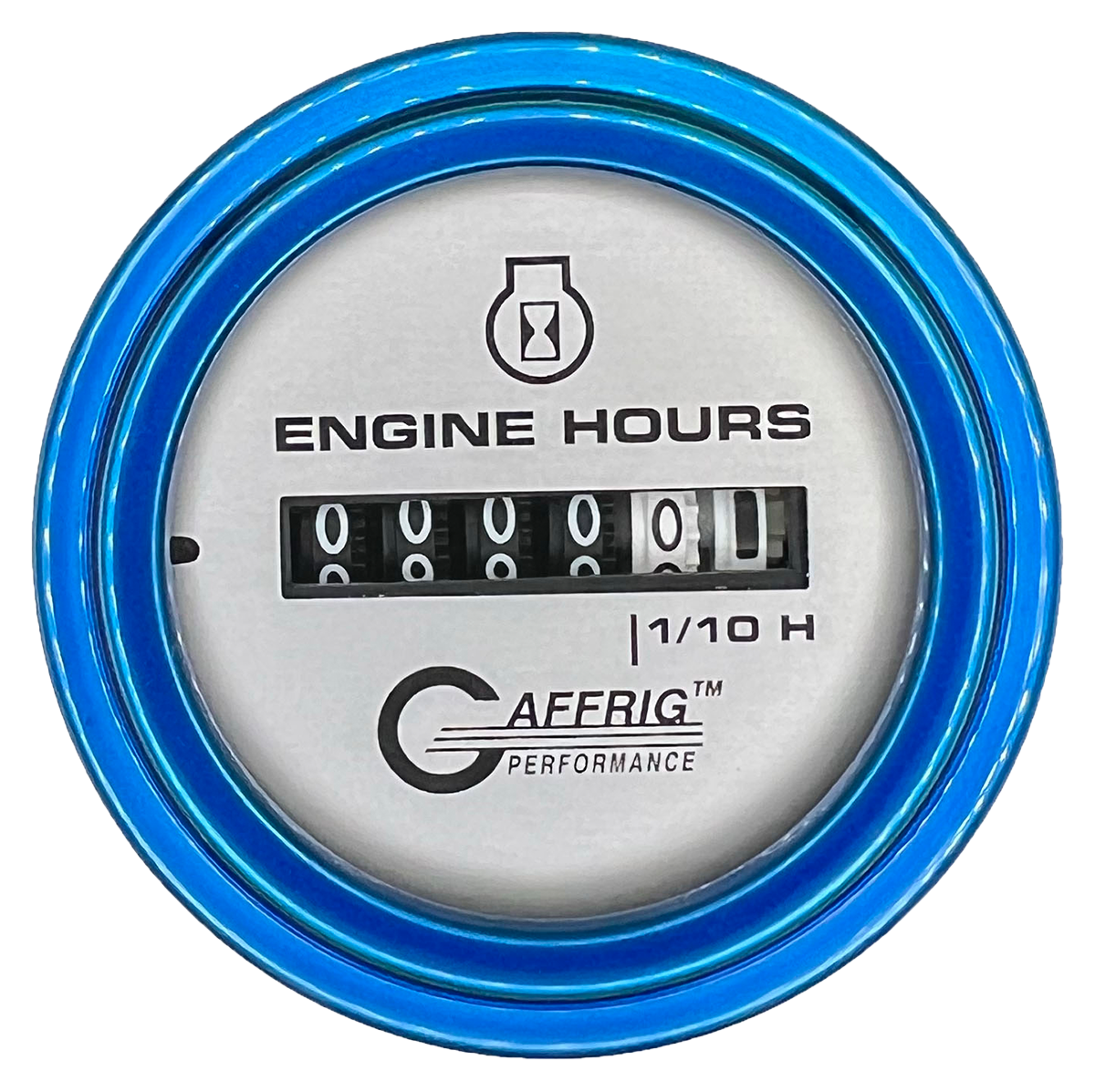 #5810 2 INCH ELECTRIC ENGINE HOUR METER PLATINUM Blue / Step
