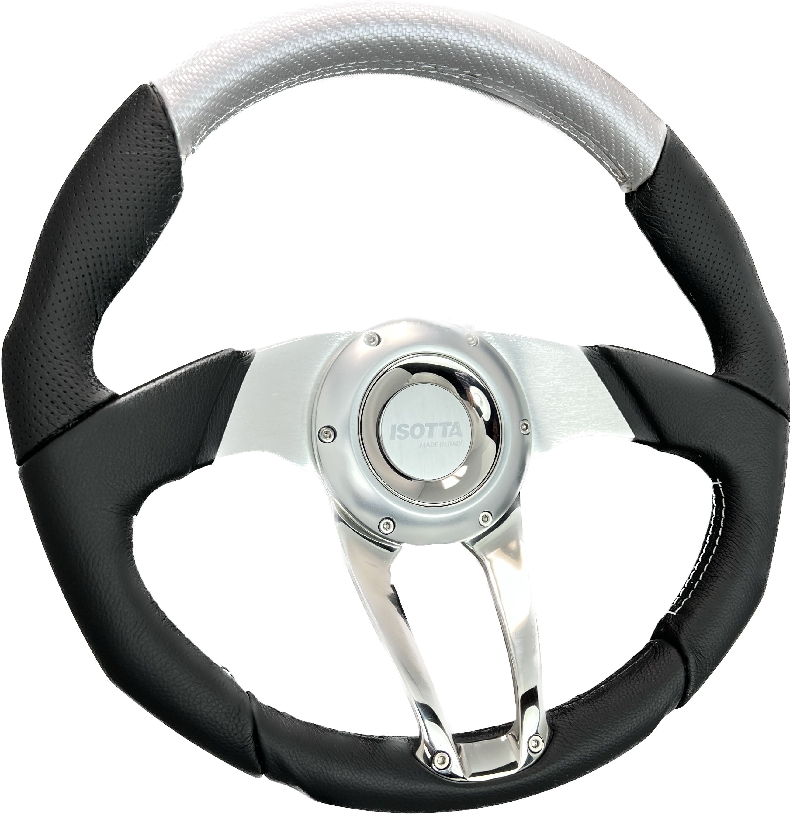 GAFFRIG PART #9676 STEERING WHEEL BLACK WITH SILVER FIBER