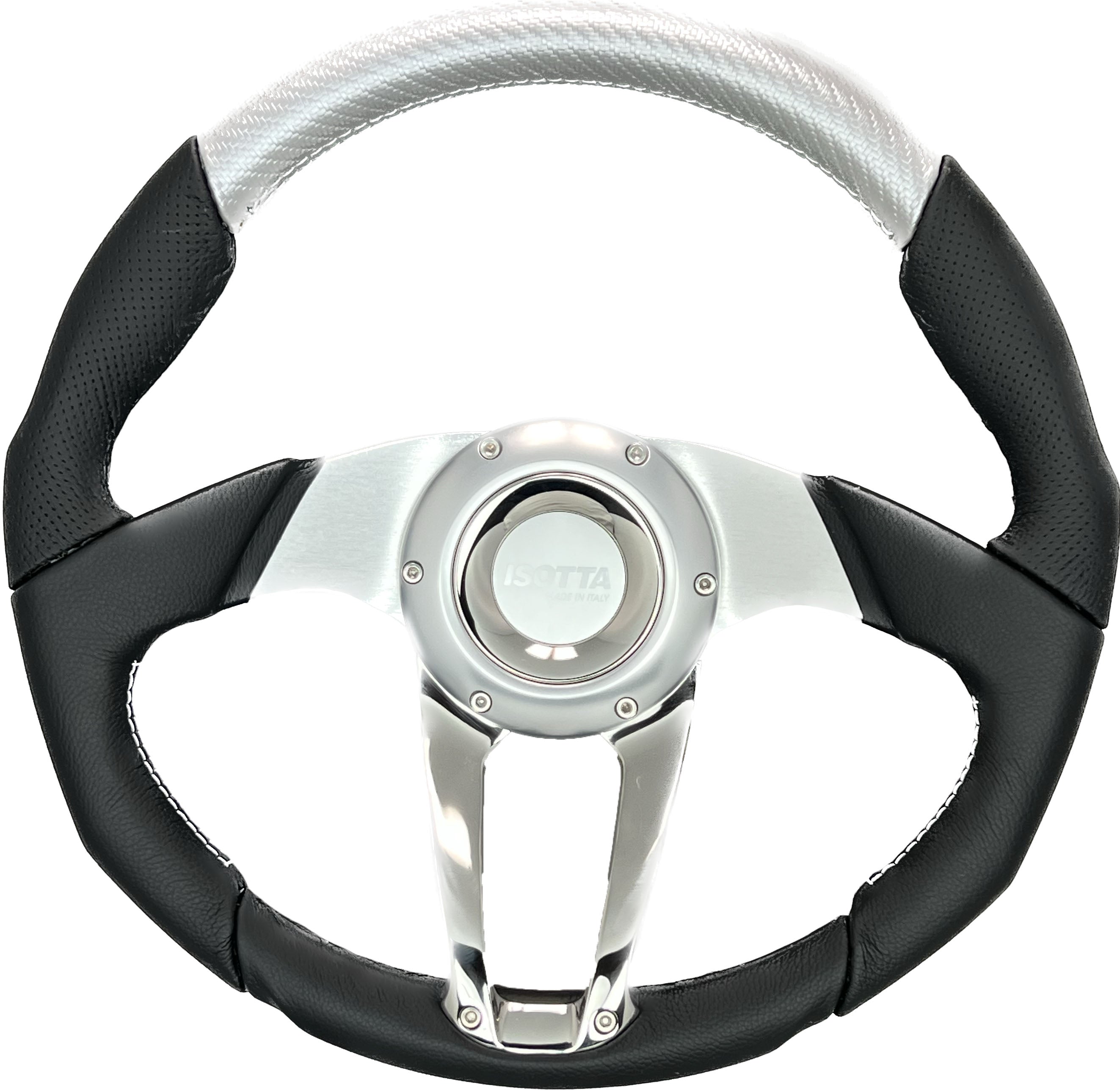 GAFFRIG PART #9676 STEERING WHEEL BLACK WITH SILVER FIBER