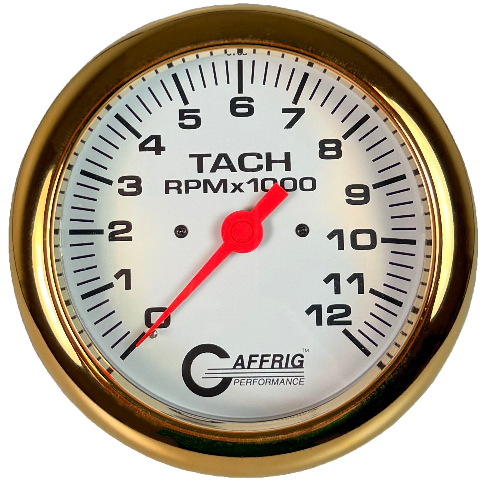 GAFFRIG PART #10022 4 5/8 INCH ELECTRIC TACHOMETER GAUGE 0-12000 RPM WHITE