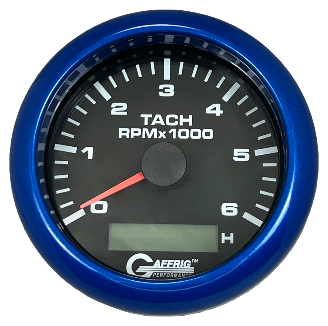 #184258 3 3/8 INCH ELECTRIC TACH/HOUR METER 0-6000 RPM BLACK Blue / Step