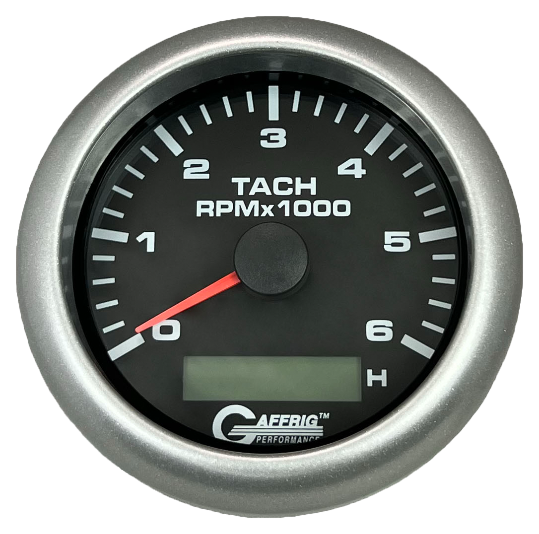 #184258 3 3/8 INCH ELECTRIC TACH/HOUR METER 0-6000 RPM BLACK Platinum / Step