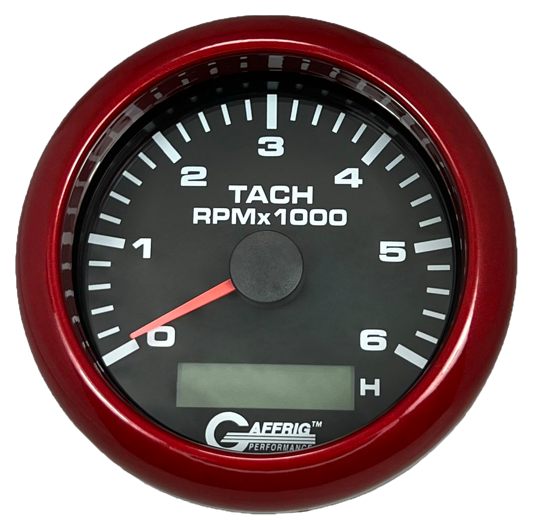 #184258 3 3/8 INCH ELECTRIC TACH/HOUR METER 0-6000 RPM BLACK Red / Step