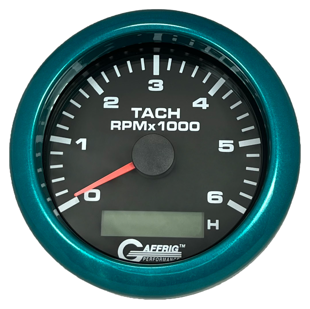 #184258 3 3/8 INCH ELECTRIC TACH/HOUR METER 0-6000 RPM BLACK Teal / Step