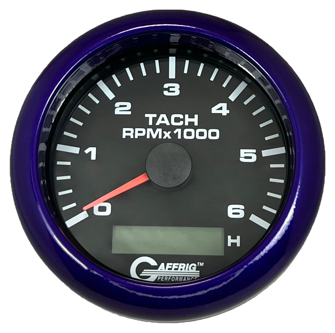 #184258 3 3/8 INCH ELECTRIC TACH/HOUR METER 0-6000 RPM BLACK Purple / Step