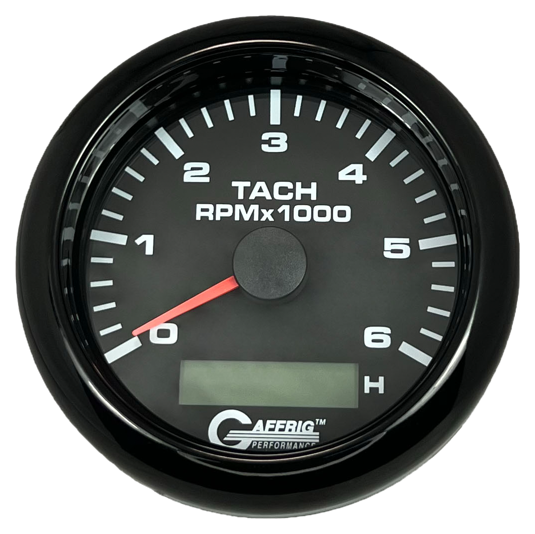#184258 3 3/8 INCH ELECTRIC TACH/HOUR METER 0-6000 RPM BLACK Black / Fat