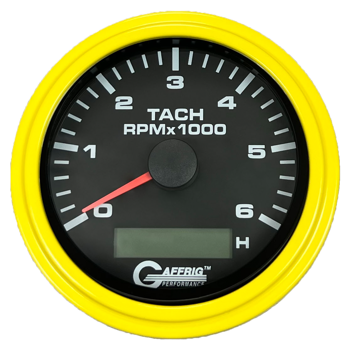 #184258 3 3/8 INCH ELECTRIC TACH/HOUR METER 0-6000 RPM BLACK Yellow / Step