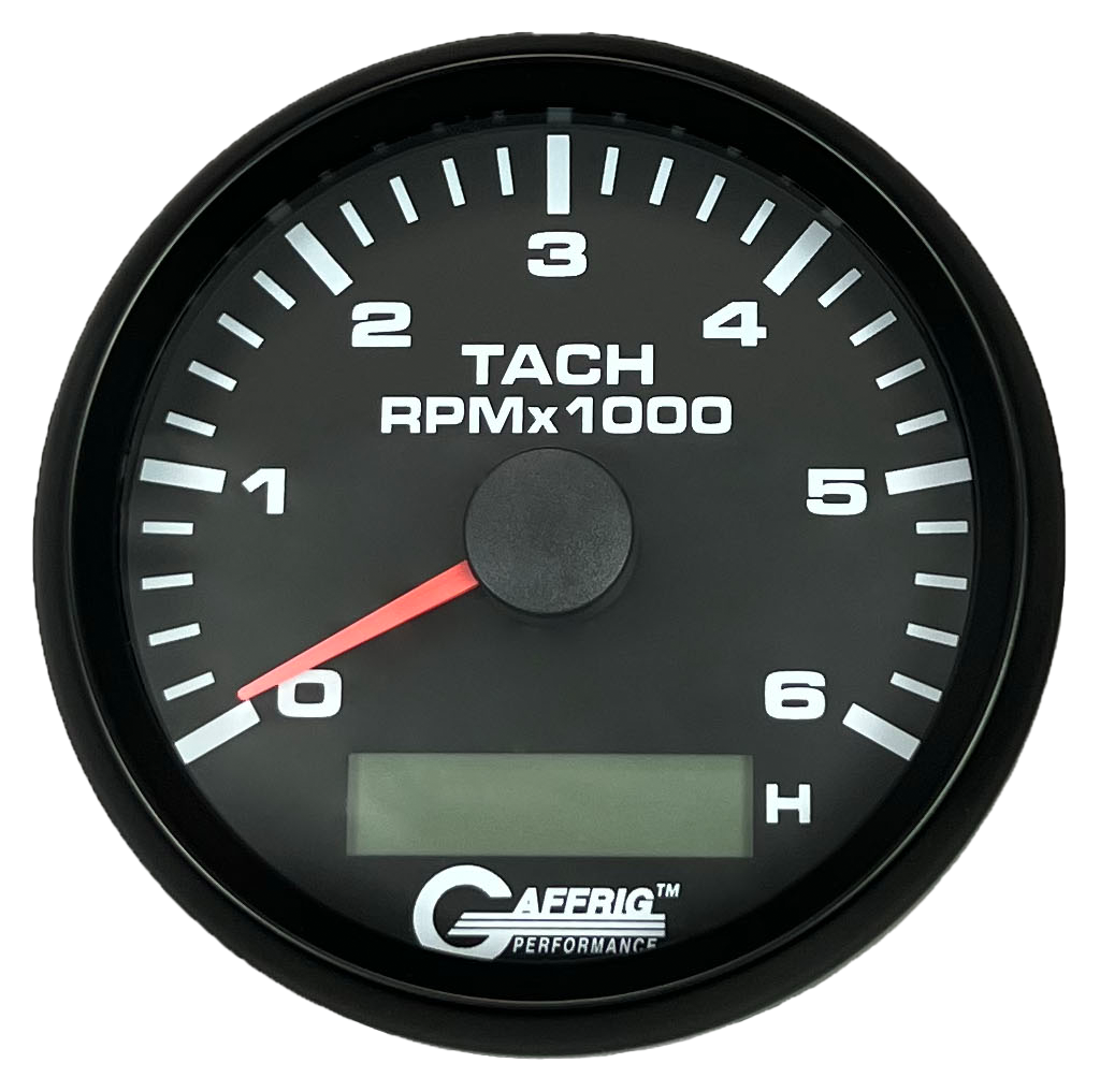#184258 3 3/8 INCH ELECTRIC TACH/HOUR METER 0-6000 RPM BLACK Black / Step
