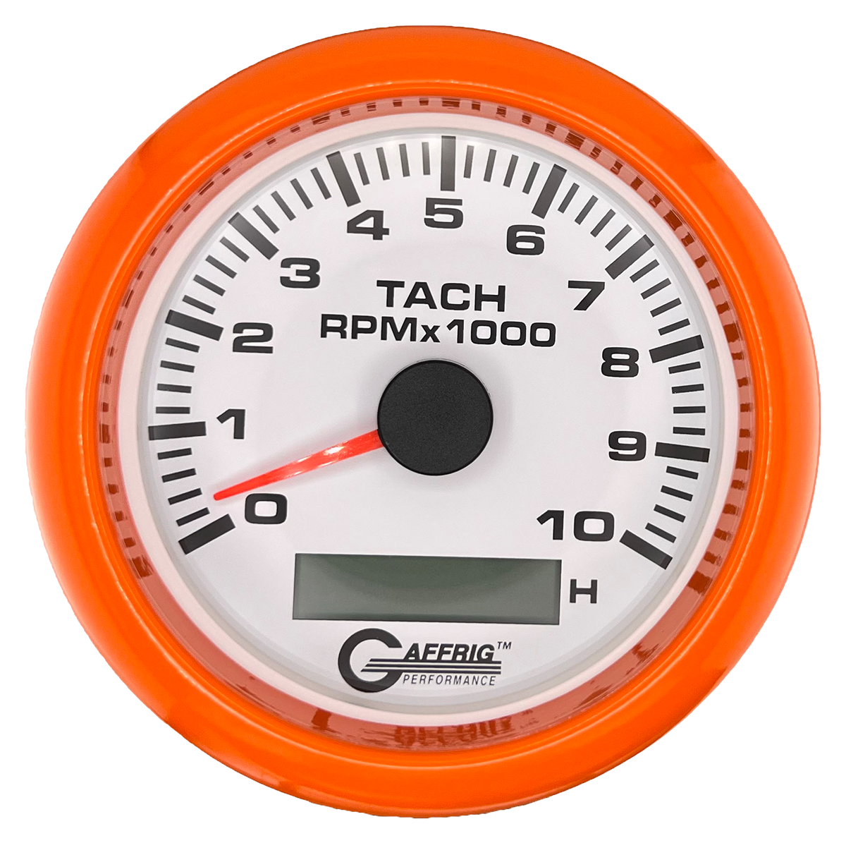 #184756 3 3/8 INCH ELECTRIC TACH/HOUR METER 0-10000 RPM WHITE Orange / Step