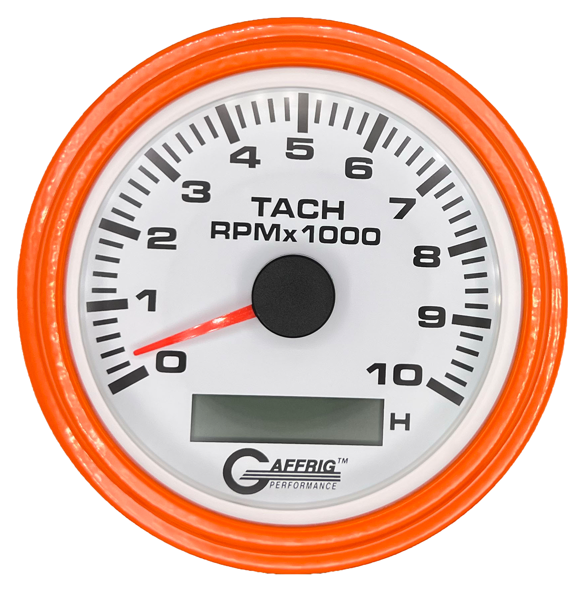 #184756 3 3/8 INCH ELECTRIC TACH/HOUR METER 0-10000 RPM WHITE Orange / Step