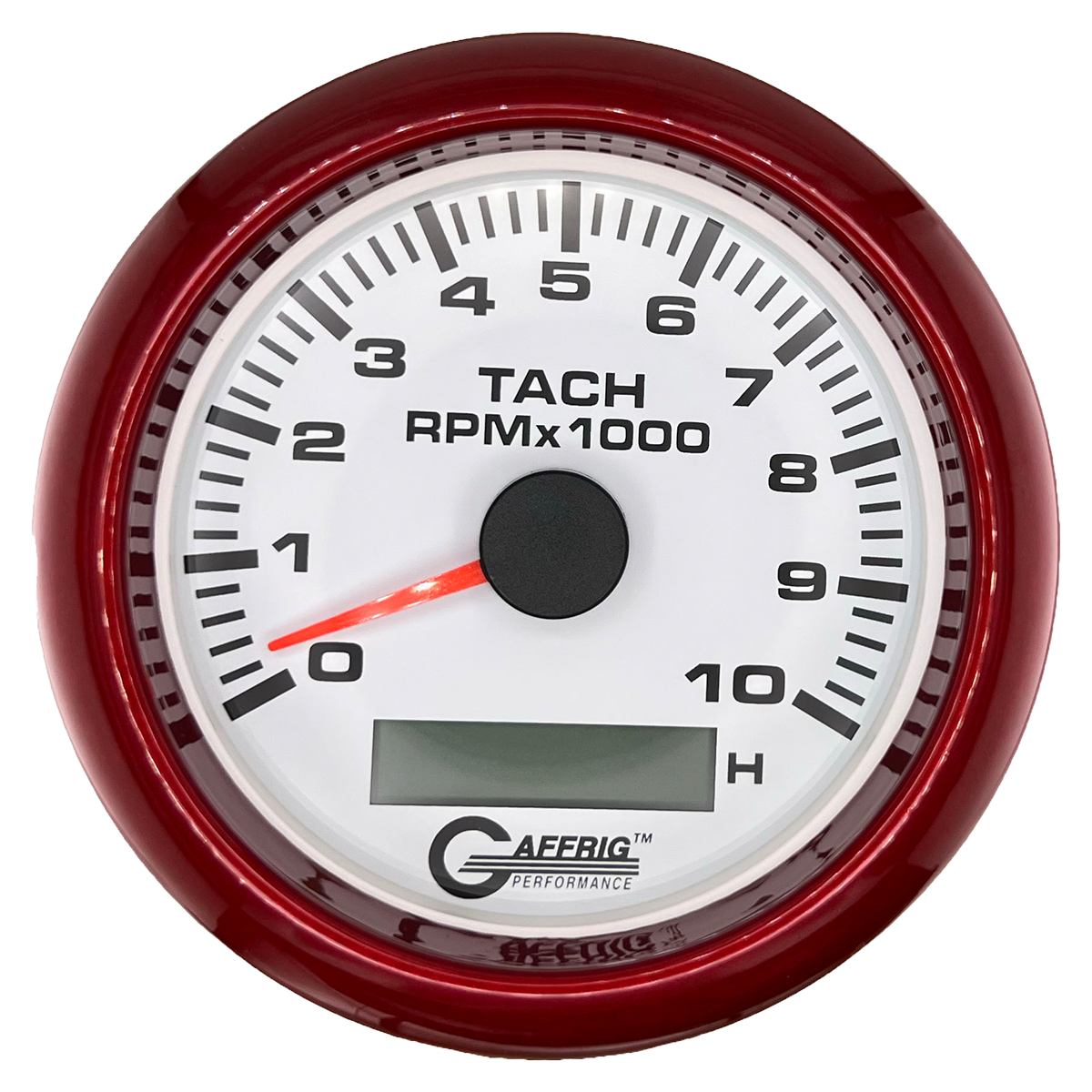 #184756 3 3/8 INCH ELECTRIC TACH/HOUR METER 0-10000 RPM WHITE Red / Step