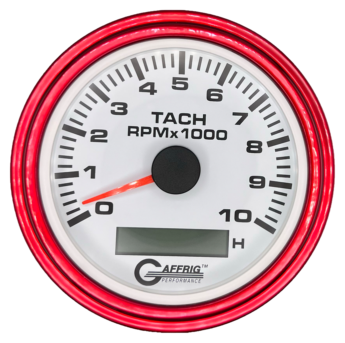 #184756 3 3/8 INCH ELECTRIC TACH/HOUR METER 0-10000 RPM WHITE Red / Step