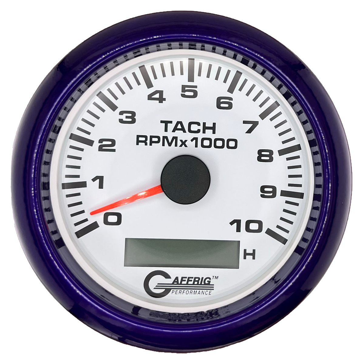 #184756 3 3/8 INCH ELECTRIC TACH/HOUR METER 0-10000 RPM WHITE Purple / Step