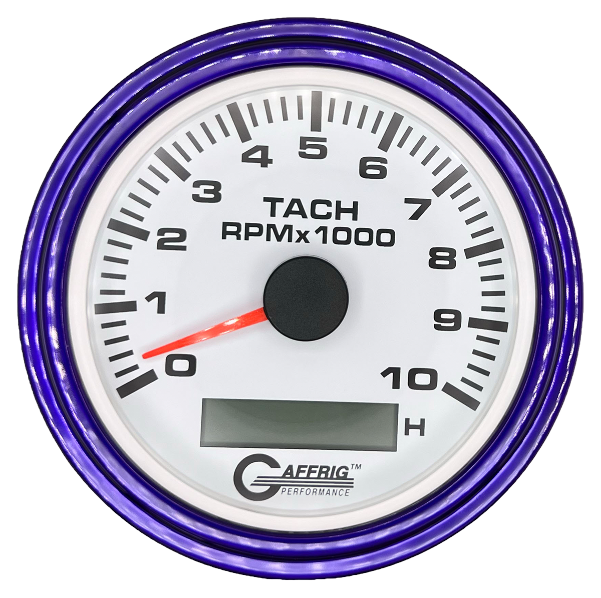 #184756 3 3/8 INCH ELECTRIC TACH/HOUR METER 0-10000 RPM WHITE Purple / Step