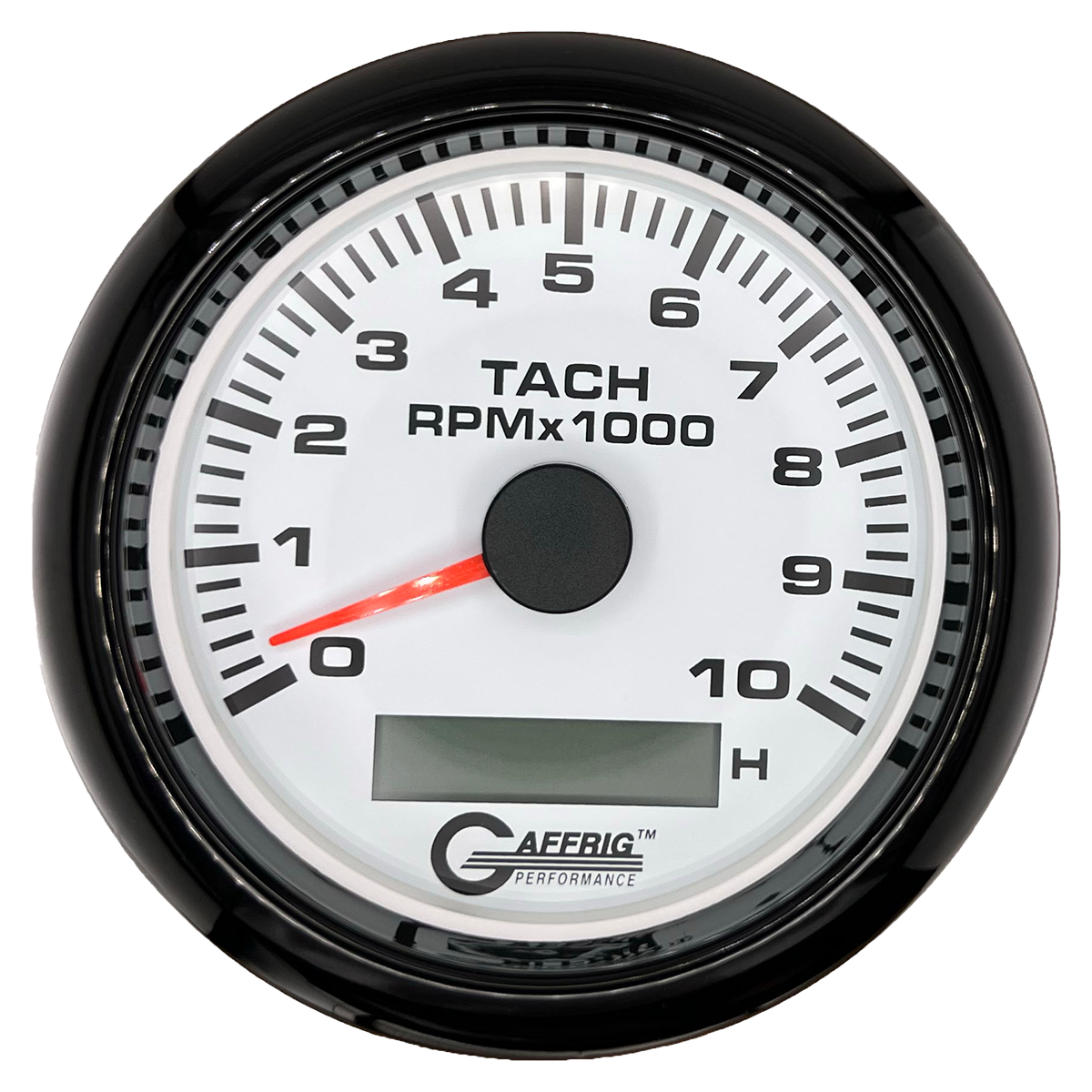 #184756 3 3/8 INCH ELECTRIC TACH/HOUR METER 0-10000 RPM WHITE Black / Step