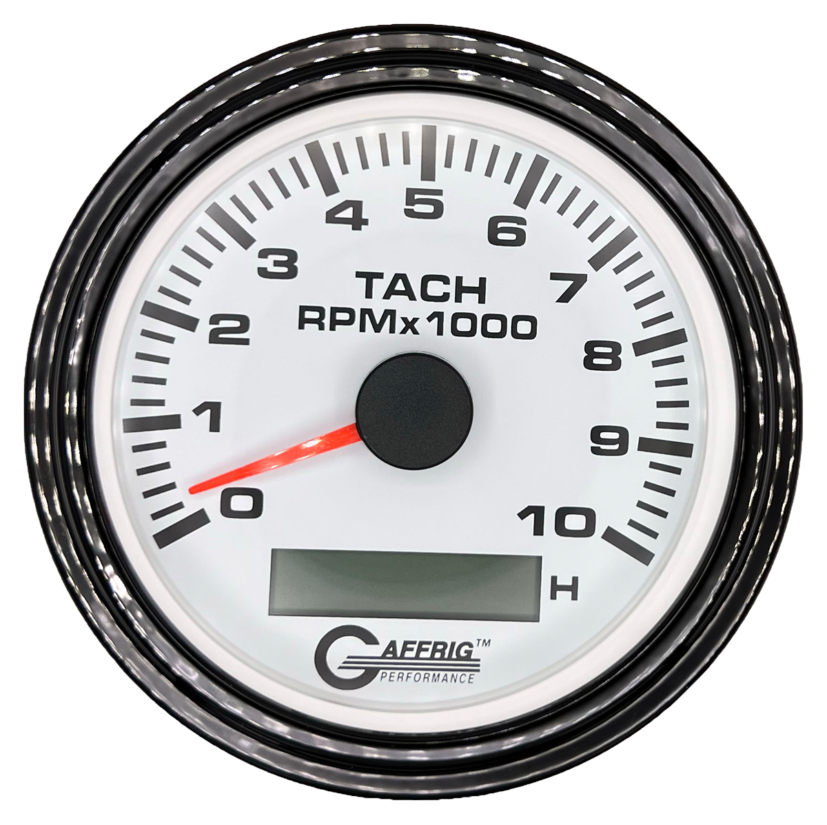 #184756 3 3/8 INCH ELECTRIC TACH/HOUR METER 0-10000 RPM WHITE Black / Step