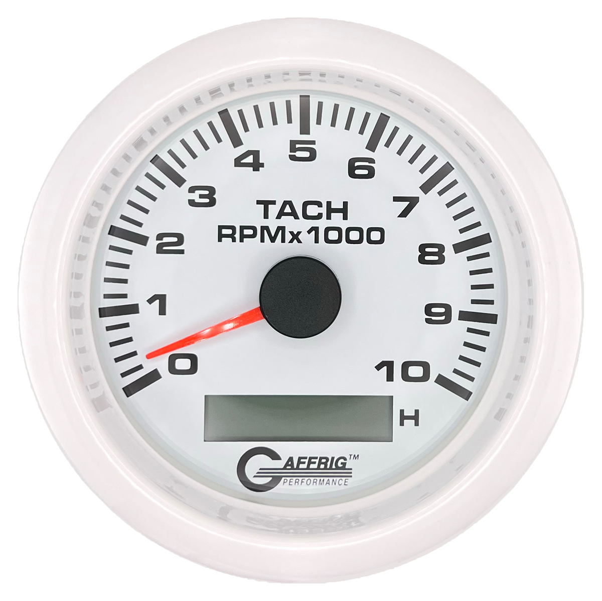 #184756 3 3/8 INCH ELECTRIC TACH/HOUR METER 0-10000 RPM WHITE White / Fat