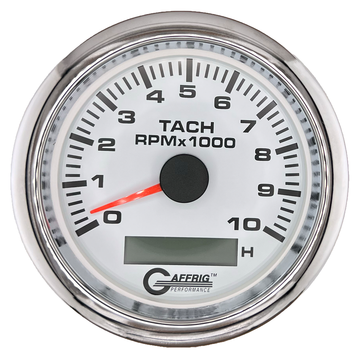 #184756 3 3/8 INCH ELECTRIC TACH/HOUR METER 0-10000 RPM WHITE Chrome / Step