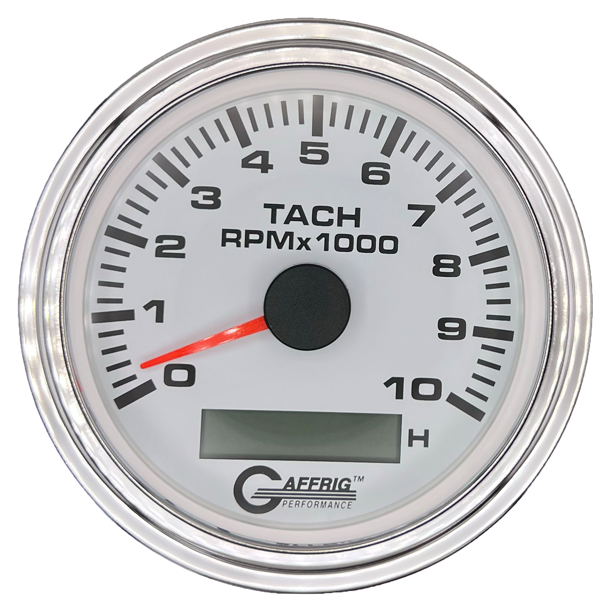 #184756 3 3/8 INCH ELECTRIC TACH/HOUR METER 0-10000 RPM WHITE Chrome / Step