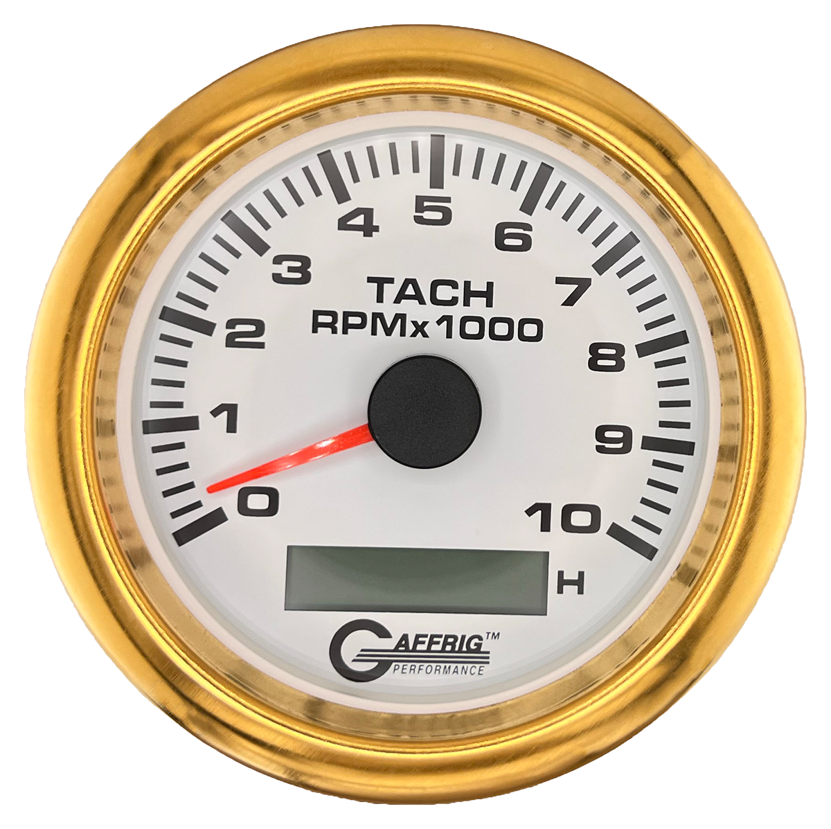 #184756 3 3/8 INCH ELECTRIC TACH/HOUR METER 0-10000 RPM WHITE Gold / Step