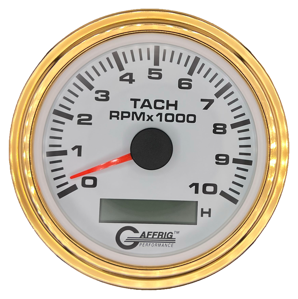 #184756 3 3/8 INCH ELECTRIC TACH/HOUR METER 0-10000 RPM WHITE Gold / Step