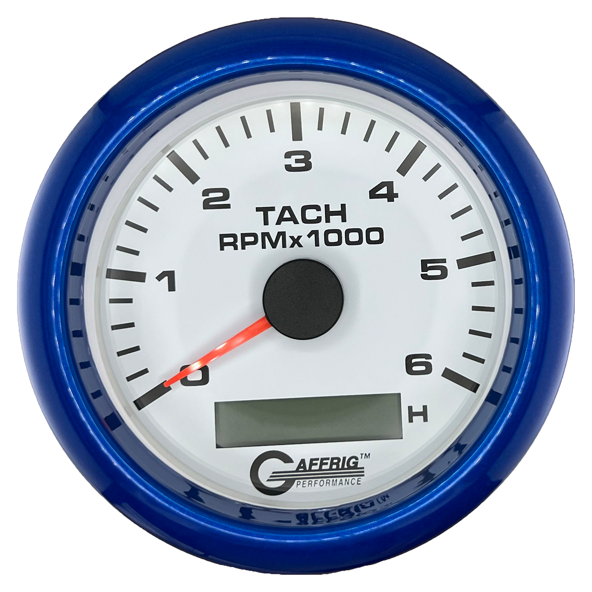 #184758 3 3/8 INCH ELECTRIC TACH/HOUR METER 0-6000 RPM WHITE Blue / Step