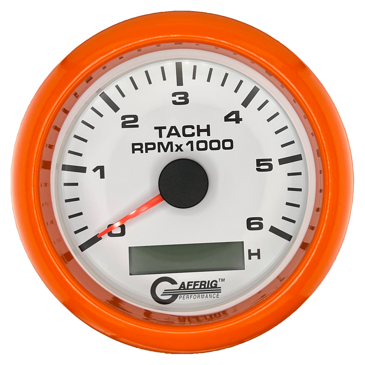 #184758 3 3/8 INCH ELECTRIC TACH/HOUR METER 0-6000 RPM WHITE Orange / Step