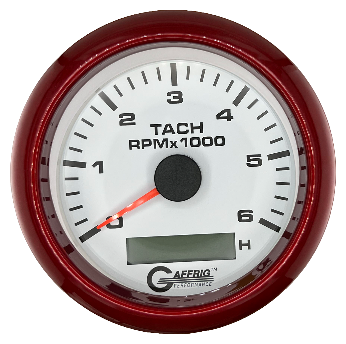 #184758 3 3/8 INCH ELECTRIC TACH/HOUR METER 0-6000 RPM WHITE Red / Step