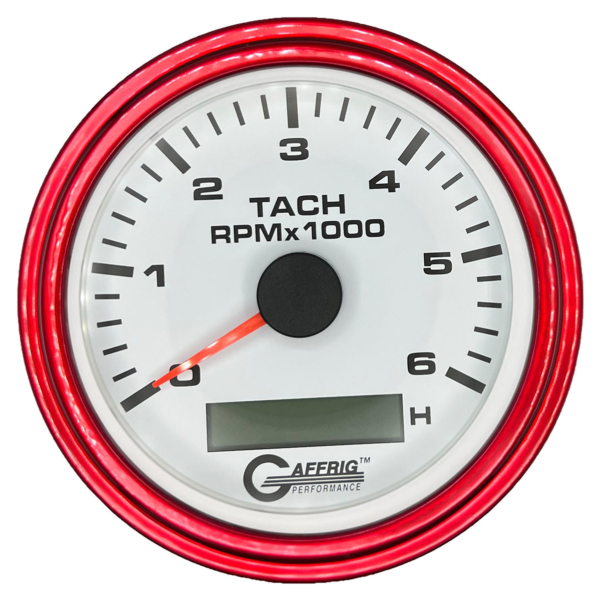 #184758 3 3/8 INCH ELECTRIC TACH/HOUR METER 0-6000 RPM WHITE Red / Step